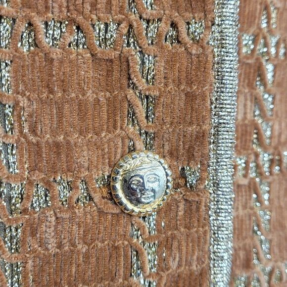 VINTAGE 60s set marigold chenille and metallic gold skirt suit S‎ - Picture 5 of 14